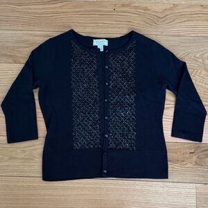 Talbots Black Textured Cardigan,P
